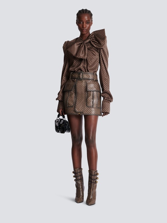 Balmain Dresses & Skirts - Balmain Leather Monogram Mini Skirt